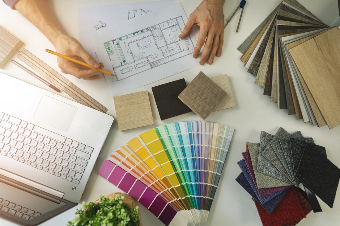 Interior finish schedule, paint and fabric selections laid out during custom home preconstruction